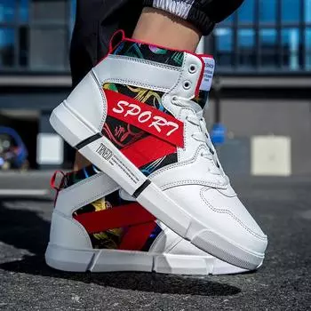 Высококачественные дышащие мужские высокие кроссовки, цветные повседневные кроссовки, мужская обувь, удобные высокие туфли с принтом zapatillas hombre 35 чёрный