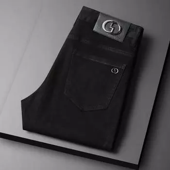 Высококачественные джинсы Chiamani Pure Black, мужские облегающие, маленькие, прямые, осенне-зимние, толстые, европейские, брендовые брюки Station Tide 28 чёрный