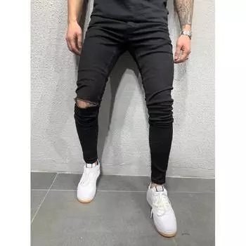 Высококачественные европейские и американские мужские эластичные облегающие джинсы Small Leg S чёрный