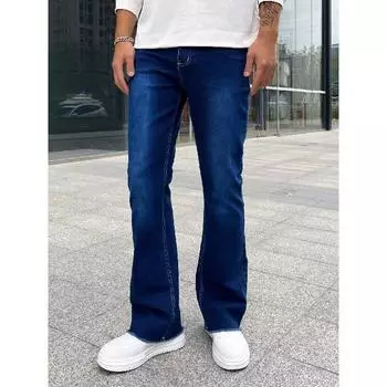 Высококачественные европейские и американские мужские эластичные облегающие джинсы с расклешенным кроем S чёрный