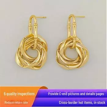 «Высококачественные европейские и американские ретро-серьги из меди с 18-каратным золотом» TE01131