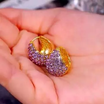 Высококачественные фиолетовые блестящие серьги для женщин фиолетовый