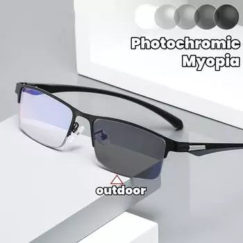 Высококачественные фотохромные деловые очки для близорукости, модные очки для близорукости, затеняющие очки против синего света 0