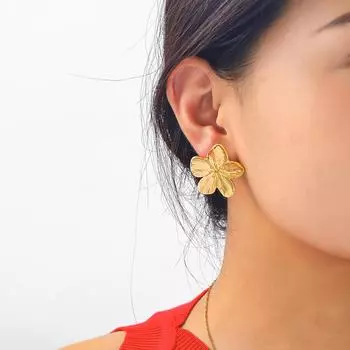 Высококачественные гальванизированные серьги-тычинки в виде цветка золотой