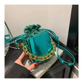 Высококачественные глянцевые сумки через плечо из ПУ с цепочками и шнурком, портативные ретро-сумки через плечо для женщин, новая мода на распродаже