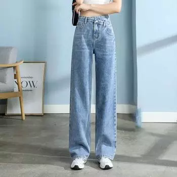 Высококачественные хлопковые джинсы женские широкие джинсовые брюки женские черные синие уличные мешковатые прямые брюки на талии женские большие размеры XXL чёрный