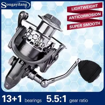 Высококачественные и прочные спиннинговые рыболовные катушки с 14 подшипниками, модели металлических рыболовных колес (1000-5000) 1000