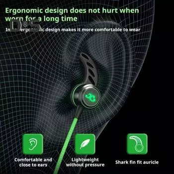 Высококачественные игровые наушники-вкладыши Проводные наушники Стереозвук Шумоподавление Сверхлегкие наушники-вкладыши Универсальные проводные наушники зелёный
