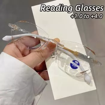 Высококачественные интеллектуальные очки Zoom, новые полигональные очки без оправы Cut Edge для чтения, очки для пресбиопии с защитой от синего света 1