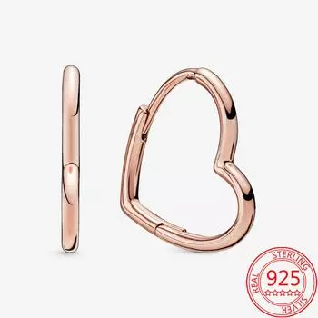 Высококачественные классические асимметричные серьги-кольца из стерлингового серебра 925 пробы, романтические серьги из розового золота