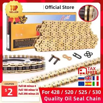 Высококачественные комплекты цепей с уплотнительным кольцом для мотоцикла, масляные уплотнения, для цепей 428, 136 звеньев, цепей 520, 525, 530, 120 звеньев, с распродажей на заводе