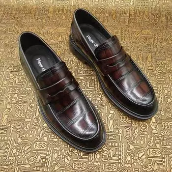 Высококачественные кожаные мокасины мужские кожаные туфли дерби черные коричневые мужские туфли 39 светло-коричневого