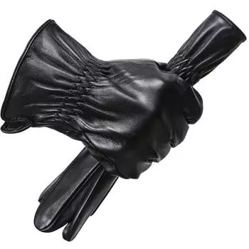 Высококачественные кожаные перчатки из овчины, зимние теплые модные перчатки, черные мужские перчатки 8020Y 9 чёрный