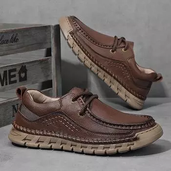 Высококачественные кожаные туфли, мужская повседневная обувь в стиле ретро, туфли с одной педалью 38 чёрный