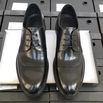 Высококачественные кожаные туфли мужские деловые кожаные дышащие повседневные мужские костюмные рабочие туфли для жениха свадебные туфли с острым носком 38 чёрный