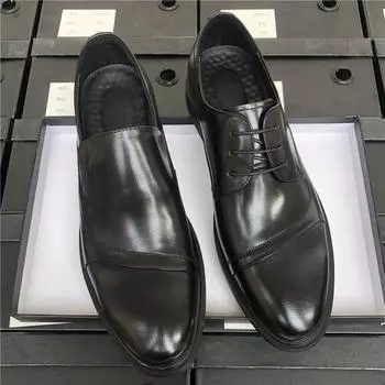 Высококачественные кожаные туфли мужские деловые кожаные дышащие чехлы для ног британские костюмные рабочие туфли для жениха свадебные мужские туфли 38