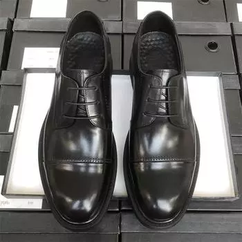 Высококачественные кожаные туфли Triple Joint, мужские кожаные дышащие деловые повседневные костюмы, рабочие туфли для поездок на работу, мужские свадебные туфли 38 чёрный