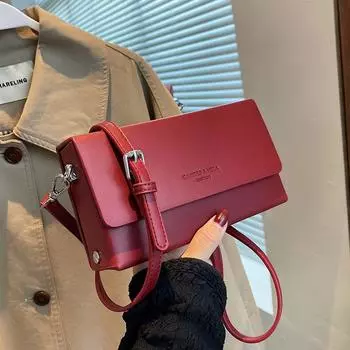 Высококачественные красные сумки для новых модных женских сумок на одно плечо с буквенным принтом, универсальная сумка в стиле ретро для поездок на работу, маленькая квадратная упаковка (20cm<Max Length<30cm)