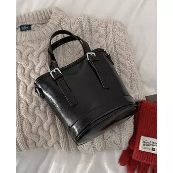 Высококачественные красные сумки для женщин в стиле ретро, модная портативная сумка-ведро, новые повседневные универсальные сумки через плечо для поездок на работу (20cm<Max Length<30cm)