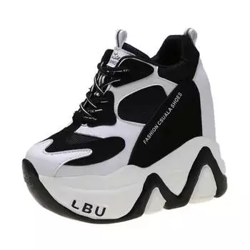 Высококачественные кроссовки женские кроссовки обувь на высокой платформе новая дышащая женская обувь для увеличения роста 12,5 см толстая подошва женская 35