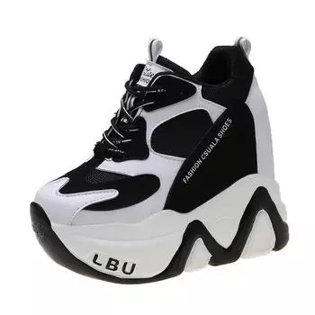 Высококачественные кроссовки женские кроссовки обувь на высокой платформе новая дышащая женская обувь для увеличения роста 12,5 см толстая подошва женская 35