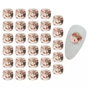 Высококачественные круглые и квадратные детали для ногтей May Brown, 8x8 мм, 30 шт., оранжевое золото, 1 шт.