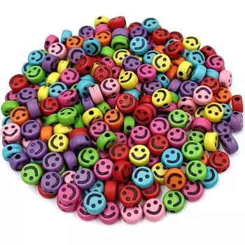 Высококачественные круглые плоские креативные бусины Smile 50 шт. 7 мм для сережек, ожерелий, смешанных цветов, аксессуары для ювелирных изделий своими руками, свободные бусины