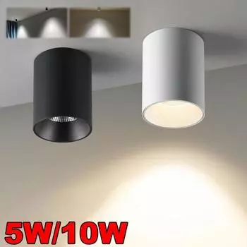 Высококачественные круглые светодиодные потолочные светильники COB для поверхностного монтажа мощностью 5 Вт и 10 Вт, светодиодные потолочные светильники, точечный светильник переменного тока 110/220 В, без драйвера, потолочный светильник Warm Yellow Ligh