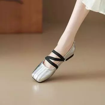 Высококачественные лакированные кожаные туфли Мэри Джейн, женские балетки с круглым носком и ремнем на щиколотке, серебристые, женские дизайнерские мокасины на плоской подошве 2024 г. 35 бежевый