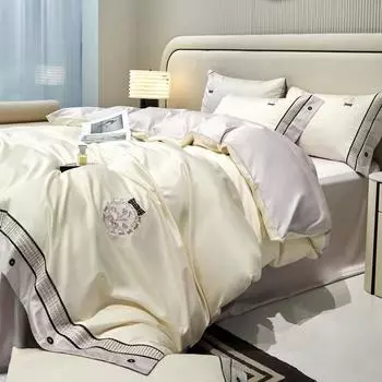 Высококачественные легкие, роскошные простыни из чистого хлопка с вышивкой из австралийского хлопка плотностью 100 шт., простыни, пододеяльники и натяжные простыни, комплект из четырех предметов 1.5m bed sheet model-4PCS