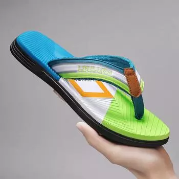 Высококачественные летние пляжные шлепанцы, модные мужские шлепанцы, мужские повседневные дышащие нескользящие пляжные тапочки для мужчин, летние уличные 39 зелёный