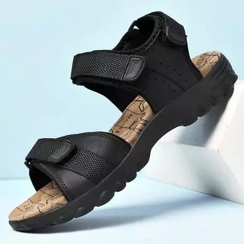 Высококачественные летние сандалии для мужчин из натуральной кожи, мужская обувь, повседневные пляжные туфли на плоской подошве, роскошные мягкие мужские сандалии для отдыха, классные тапочки 41