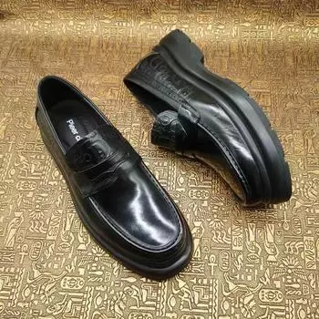 Высококачественные лоферы Doudou Shoes Натуральная кожа Мужские кожаные туфли Дерби Черные мужские туфли 39 чёрный