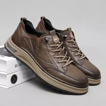 Высококачественные лоферы из натуральной кожи, повседневная обувь, роскошные брендовые мужские кроссовки на плоской подошве, удобные оксфордские кроссовки для бега на открытом воздухе 38 коричневый