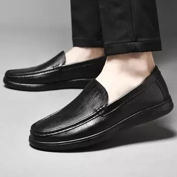 Высококачественные лоферы мужские туфли без застежек, модная кожаная обувь, официальная мужская обувь, удобная дышащая повседневная обувь, роскошная кожа 37 чёрный