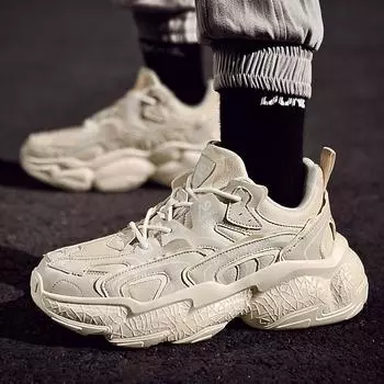 Высококачественные массивные кроссовки для женщин и мужчин, кроссовки для бега на толстой подошве, кожаная спортивная обувь унисекс, удобная водонепроницаемая прогулочная обувь 34