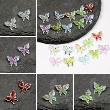 Высококачественные материалы Phantom Color, бабочка, без отверстий, наклейка для ногтей своими руками, 50 шт., безделушки, крылья, изготовление ювелирных изделий, аксессуары ручной работы, узорчатые, 11 мм, 3D