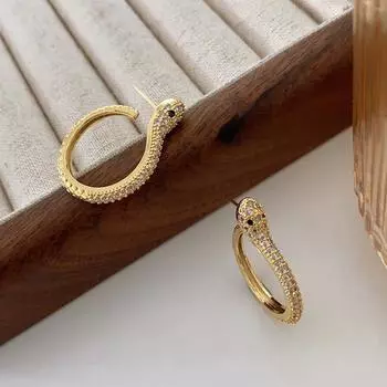Высококачественные местные серьги в виде змеи, популярные серьги, модные женские серьги с микро-инкрустацией цирконием, изысканные легкие роскошные серьги
