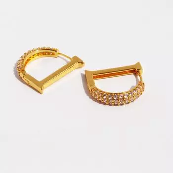 Высококачественные микро-инкрустированные циркониевые серьги с буквами, женские легкие роскошные темпераментные простые и универсальные золотые пряжки для ушей 832