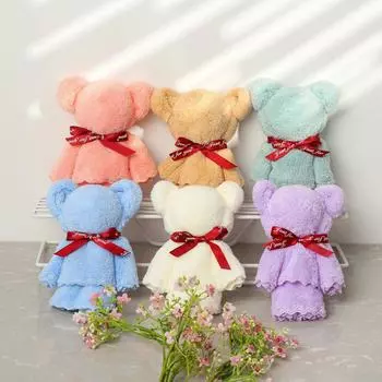 Высококачественные милые подарочные полотенца с изображением медведя из кораллового флиса, милые подарки, сувениры на вечеринку в честь рождения ребенка для гостей, рождественский подарочный пакет синий