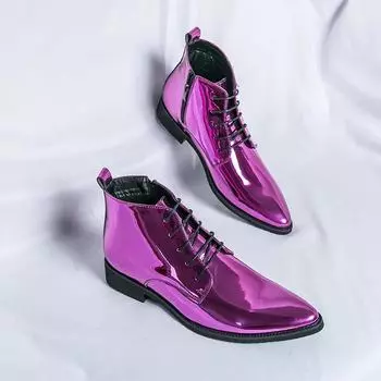 Высококачественные модные блестящие кожаные мужские ботинки из натуральной кожи, роскошные мужские формальные туфли, размер 38-47, свадебные туфли с острым носком для мужчин 38