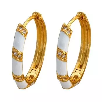 Высококачественные модные черно-белые эмалевые серьги с простой инкрустацией из циркония и пряжкой T2731 белый