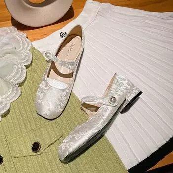 Высококачественные модные мягкие туфли Мэри Джейн с круглым носком для женщин 2024 года, повседневная обувь с принтом, женские туфли на низком каблуке, Zapatos De Mujer 35 абрикосовый