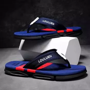 Высококачественные модные мужские шлепанцы, летние пляжные шлепанцы, мужские повседневные дышащие нескользящие пляжные тапочки для мужчин, летние уличные 44 чёрный