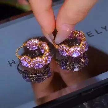 Высококачественные модные серьги из циркония для женщин фиолетовый