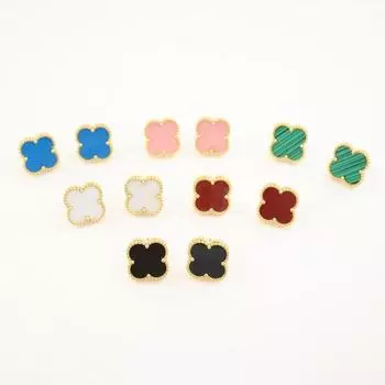 Высококачественные модные серьги из титановой стали с четырьмя листами клевера, модные дизайнерские серьги из сетчатой красной ткани, темпераментные женские серьги чёрный