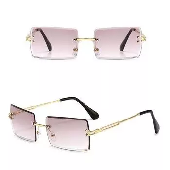 Высококачественные модные солнцезащитные очки без оправы с антибликовым покрытием, популярные модные прямоугольные очки для женщин UV400, ручная работа
