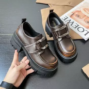 Высококачественные модные туфли на высоком каблуке с квадратным круглым носком, женские туфли, осенние неглубокие однотонные универсальные повседневные туфли-лодочки 35