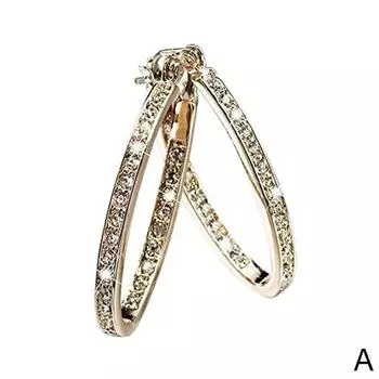 Высококачественные модные универсальные ослепительные круглые серьги-гвоздики с кристаллами в стиле минимализма L9T2 Golden-One size