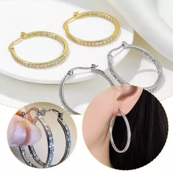 Высококачественные модные универсальные ослепительные круглые кольца-гвоздики с минималистскими серьгами для женщин N3K3 Golden-One size